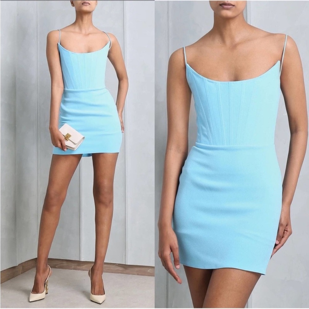 Alex Perry blue Caine corset mini dress